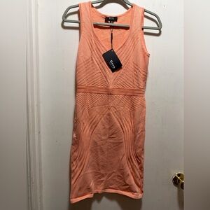Hera Collection Coral Textured Mini Dress Bodycon size medium NWT